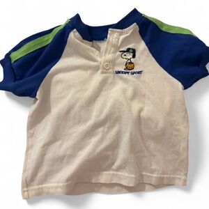Vintage Peanuts Snoopy Sport Baseball Baby Toddler Shirt 2T Blue Raglan Tee